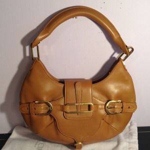 PRE-OWNED 100% AUTH JIMMY CHOO BROWN LEATHER BAG