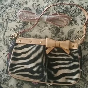 L v zebra monogram purse w/ long strap