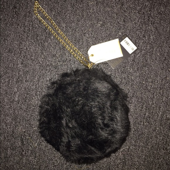 Black faux fur purse