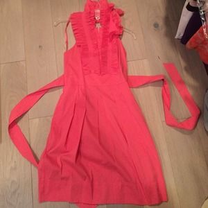 Bcbg Pink ruffle collar halter dress NWT