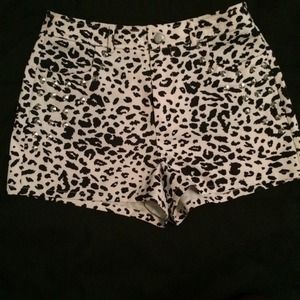 Cream and black cheetah print high waist shorts