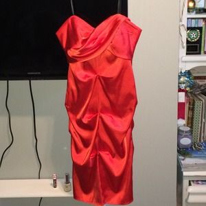 Orange Strapless Bodycon Dress