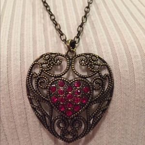 Red crystal heart necklace