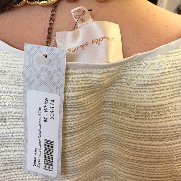 Ellyse Faux Leather Detail Jacquard Top - Picture 4 of 4