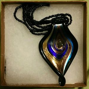 Large beautiful Glass pendant necklace