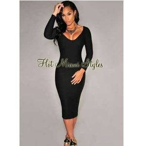 Black knee length textured dress!