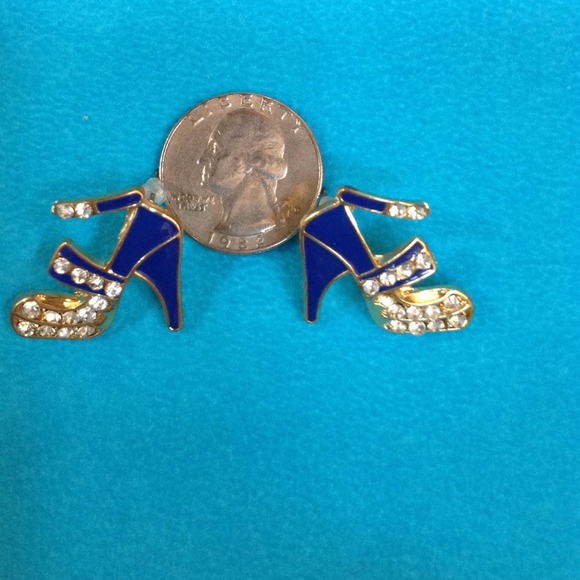 Cobalt Blue Shoe Earrings & black & gold RESERVED - Picture 2 of 4
