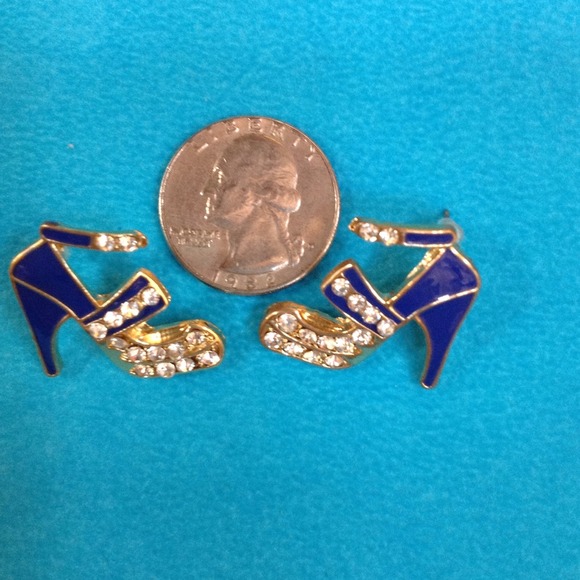 Cobalt Blue Shoe Earrings & black & gold RESERVED - Picture 3 of 4