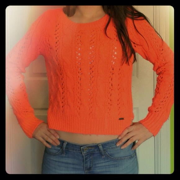 Hollister orange cropped sweater - Picture 4 of 4