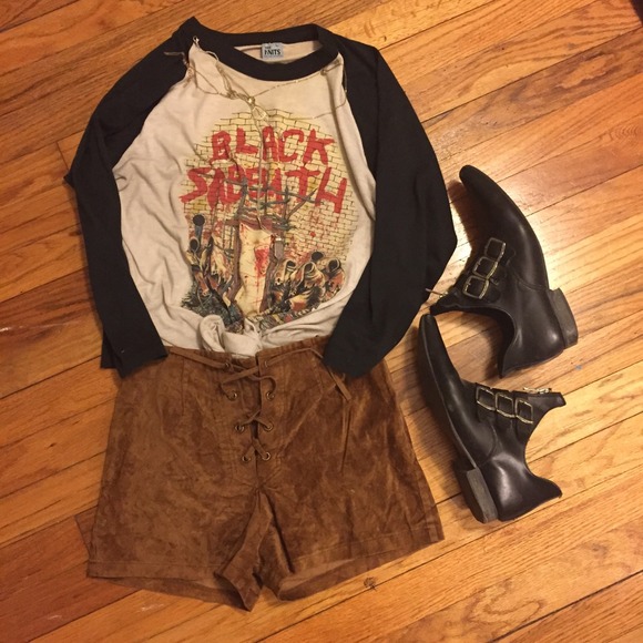🌈🍄RARE vintage 90s lace up corset shorts XS - Picture 4 of 4