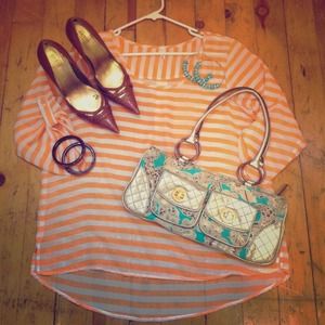 Metallic Gold and Teal Paisley Purse