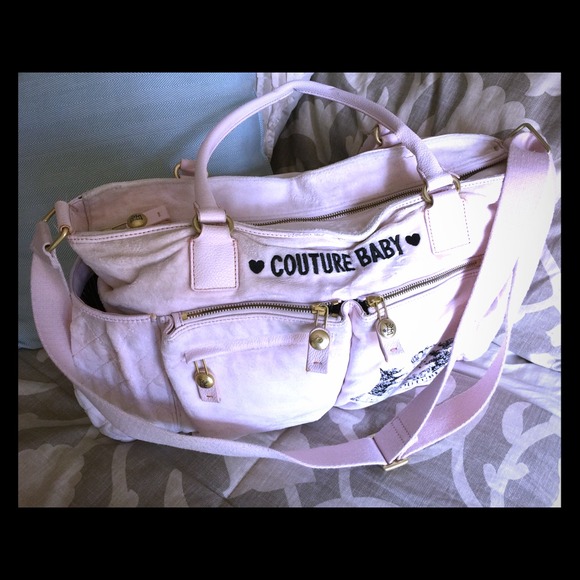 Juicy baby diaper bag pink God trim auth velour