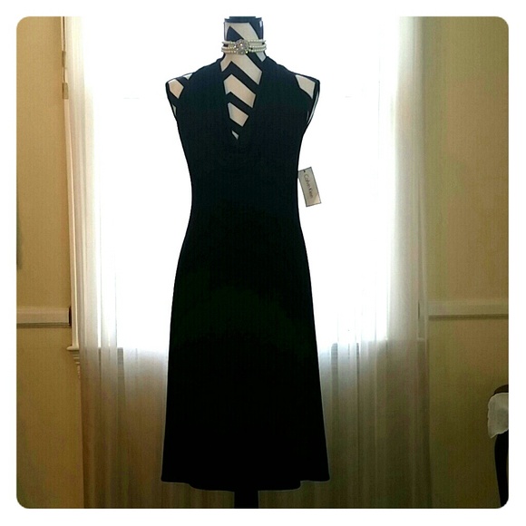 Calvin Klein Dress Black Sz 6 Sexy Strap Back NWT