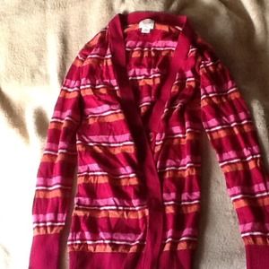 Pink and Orange Striped Cardigan