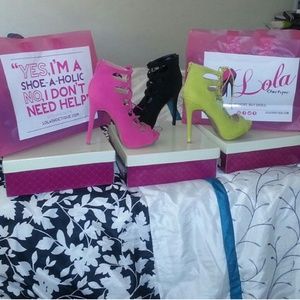 Lime open toe laced up booties