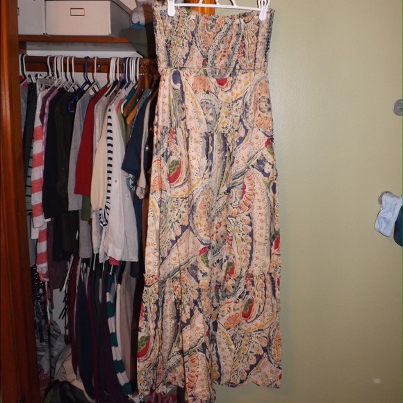 Maxi floral paisley peasant dress