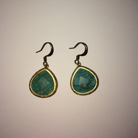 Turquoise and gold teardrop earrings