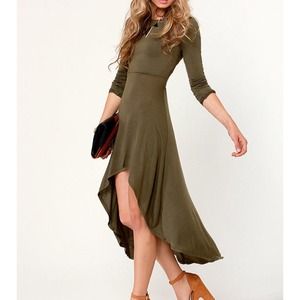 Olive Green High Low Maxi Dress
