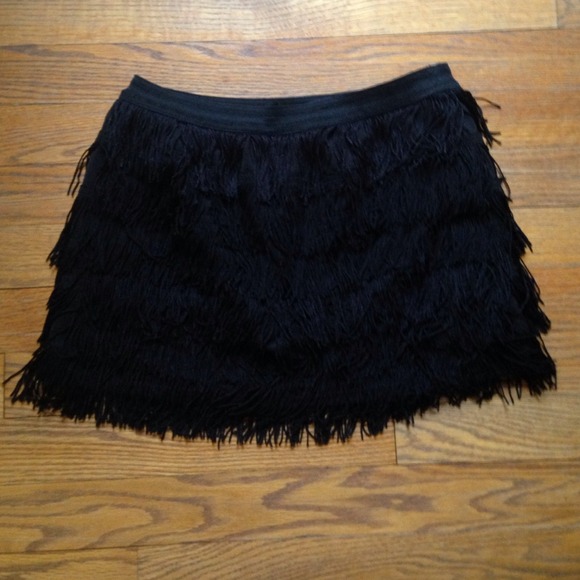 Black Fringe Skort