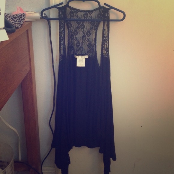 Black No-Sleeve Cardigan