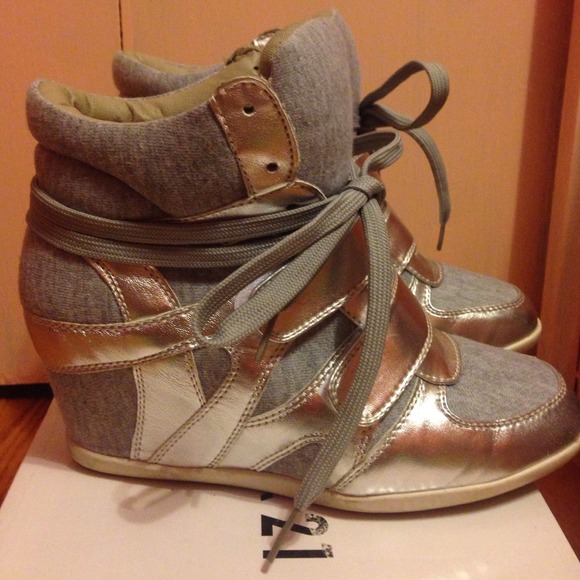 Forever 21 grey/silver wedge sneakers