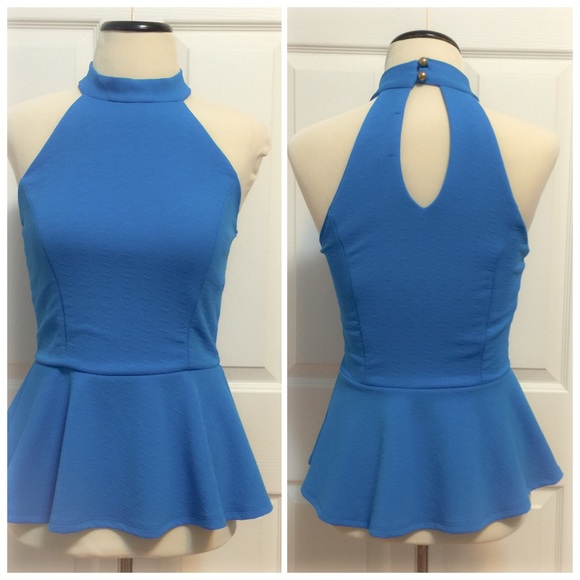 NWOT Arden B textured peplum halter top