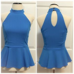 NWOT Arden B textured peplum halter top