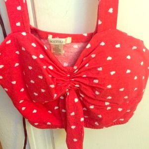 Red Crop Top, with White Hearts