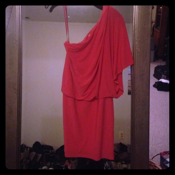One shoulder Party Dress coral XS