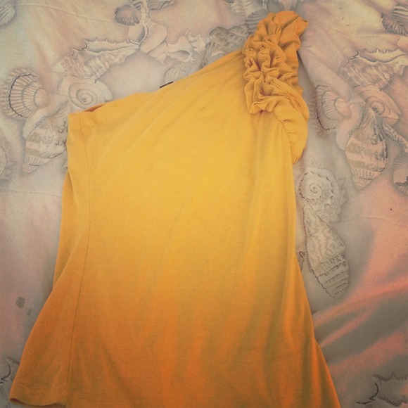 Gold One Shoulder Blouse.
