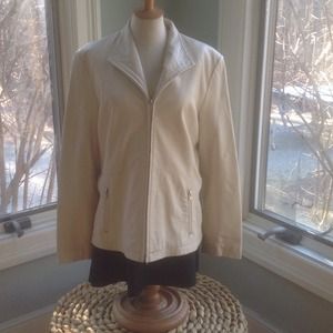 Kenneth Cole off white leather jacket