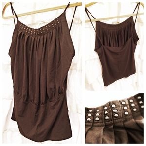 Final Sale * Embellished Dark Brown Cami NWT