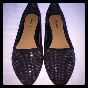 👯👚👖Torrid! black suede sparkle flats.👯👗