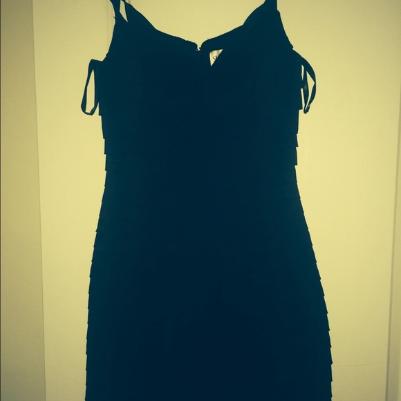 Navy blue bandage dress by Sherri Hill