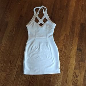 White Tobi cross strap dress