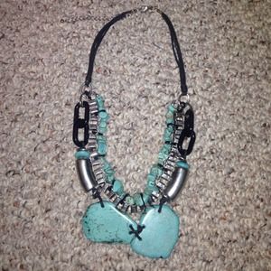 Turquiose and silver statement necklace