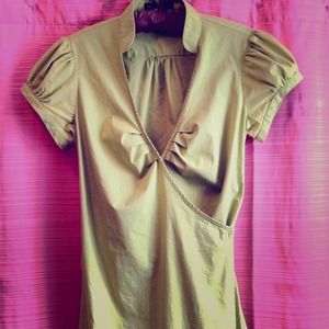 Express chartreuse short sleeve wrap dress