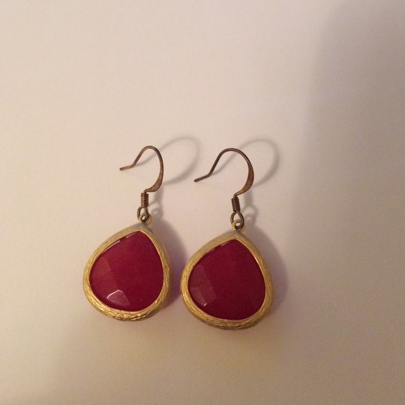 Small Red Teardrop Earrings