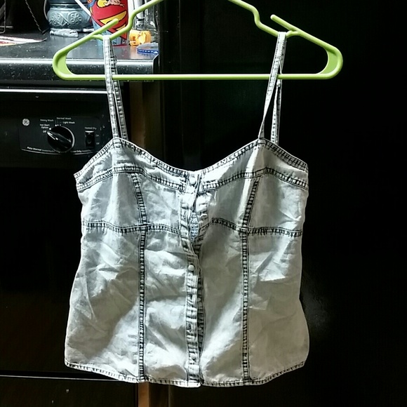 NWOT:Denim button tank