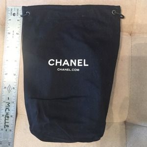 New Chanel Black Cotton/Canvas drawstring bag