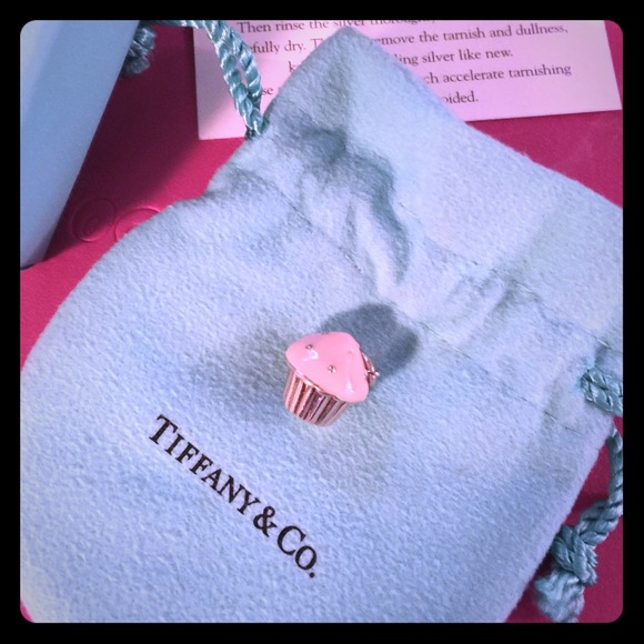 Discontinued enamel Tiffany & Co cupcake charm.