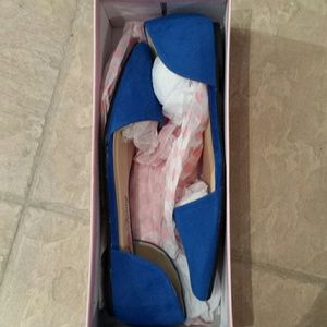 Blue Velvet pointy flat shoe by Penny loves Kenny