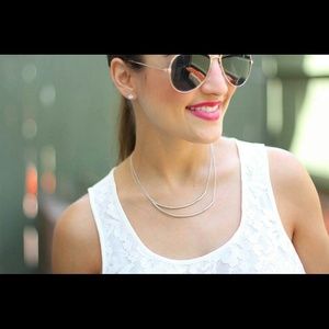 Silver double bar necklace