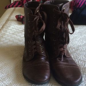 Brown combat boots