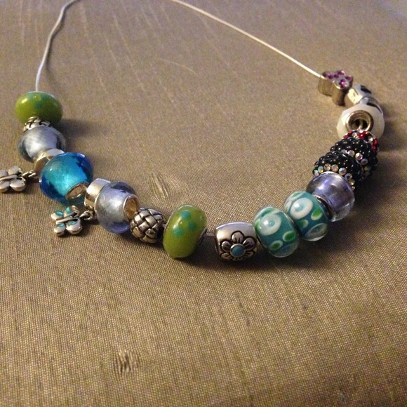 💙💛Final Price💜Troll beads lot w/ sterling chain