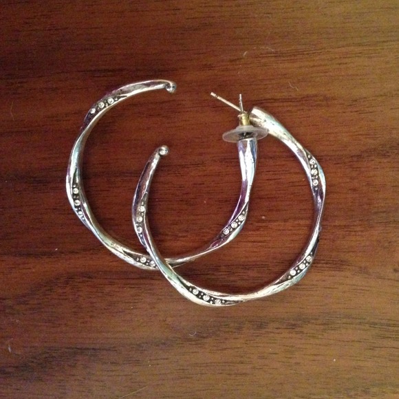 Silver Brighton hoop earrings.