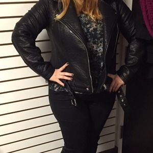 Faux leather moto jacket