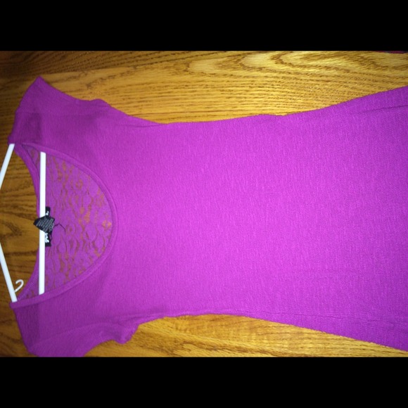 Purple lace shoulder top