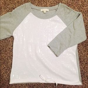 Heather grey with white sequin 3/4 sleeve