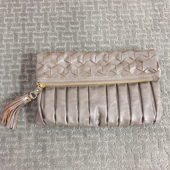Pewter fold over clutch